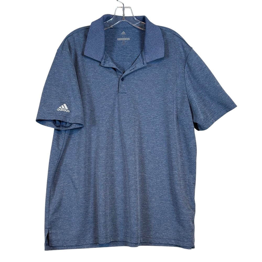 Adidas Mens Golf Polo Shirt XL Blue Heather Short Sleeve Performance Athleisure